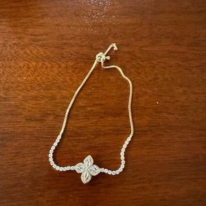 Gold Rhinestone Flower Slider Bracelet